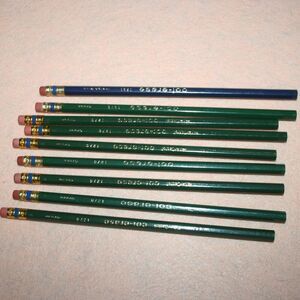 Vintage Lot of 9 Castell/Eberhard Faber Green 1287 & Blue 1291 Drawing Pencils